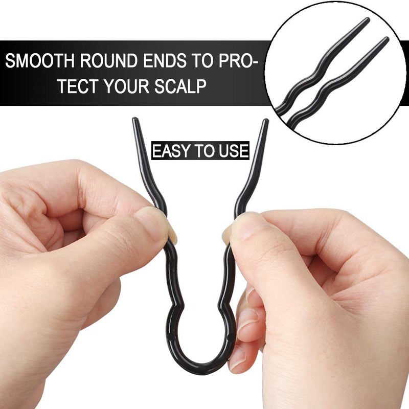 Heqishun 40 Pcs Plastic U Shaped Hair Pins Grip Pins Fast Spiral Hair Braid Twist Styling Clip Pin for Lady, Girl, Women (Black + Brown) - Image 2